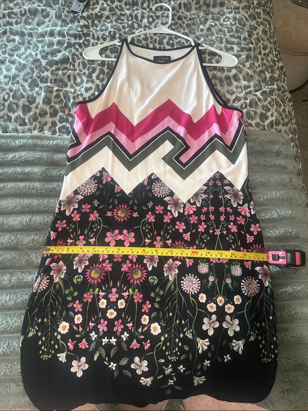 TED BAKER | Sleeveless Chevron & Floral Maxi Dress in Pink, Black, White - Picture 6 of 6